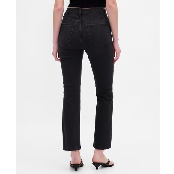 Gap High Rise Kick Fit Flare Raw Hem Jeans in Washed Black sz 23/000P - Picture 4 of 13